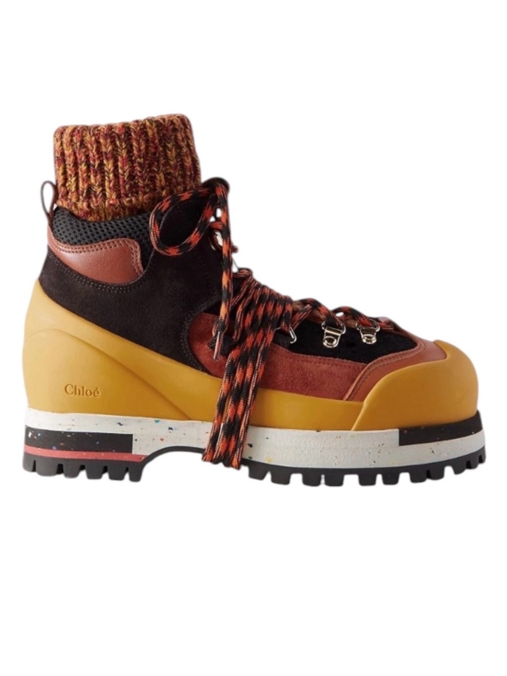 Chloé Multicolor Lace-Up Platform Ankle Booties